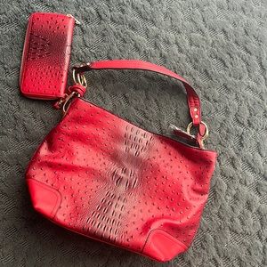 Red and black leather purse with matching wallet ! New Without Tags
